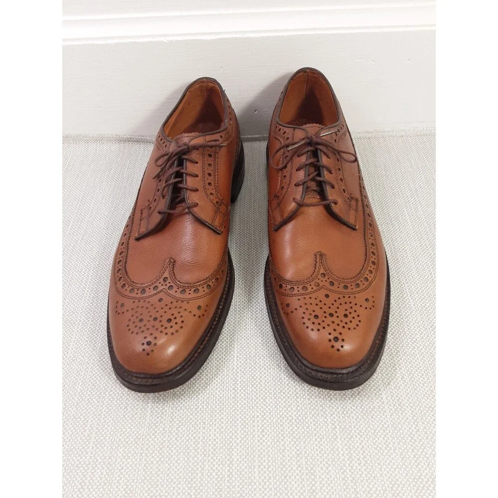 Nettleton Vintage Dress Shoes Size 10 C Brown Leather Oxford Wingtip Brogue Men